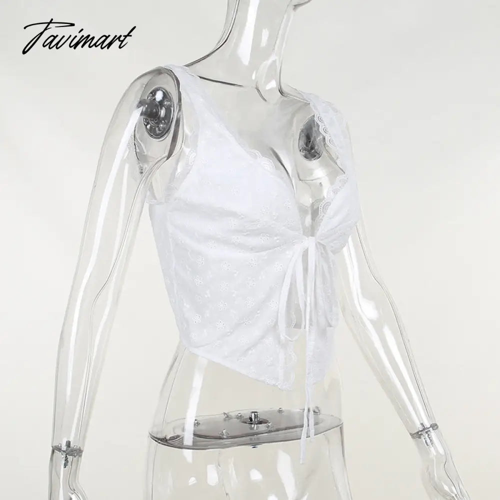 Summer Women Tank Tops Camisole Lace Up Sleeveless Flower Print Sexy Lace Short Crop Tops