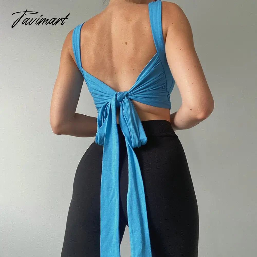Summer Women Wrap Crop Top Basic Tee Bandage Sling Backless Vest Sexy Fashion For Ladies