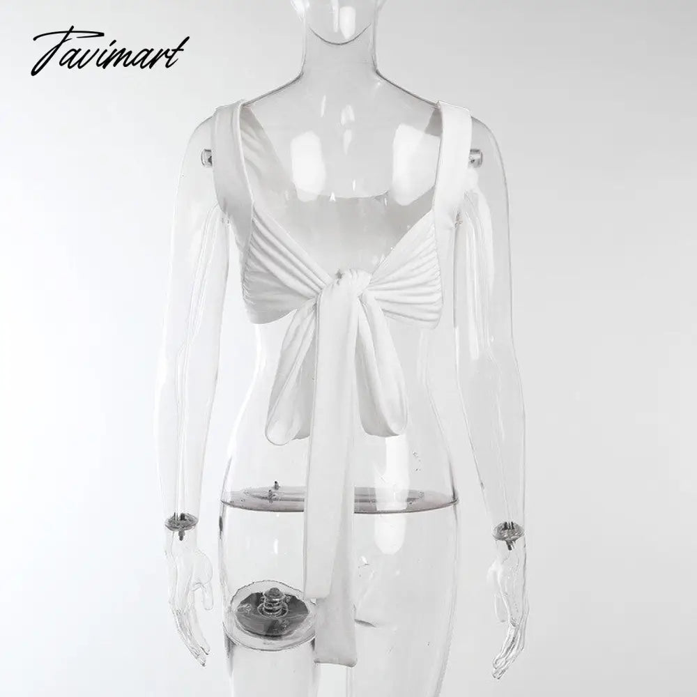 Summer Women Wrap Crop Top Basic Tee Bandage Sling Backless Vest Sexy Fashion For Ladies