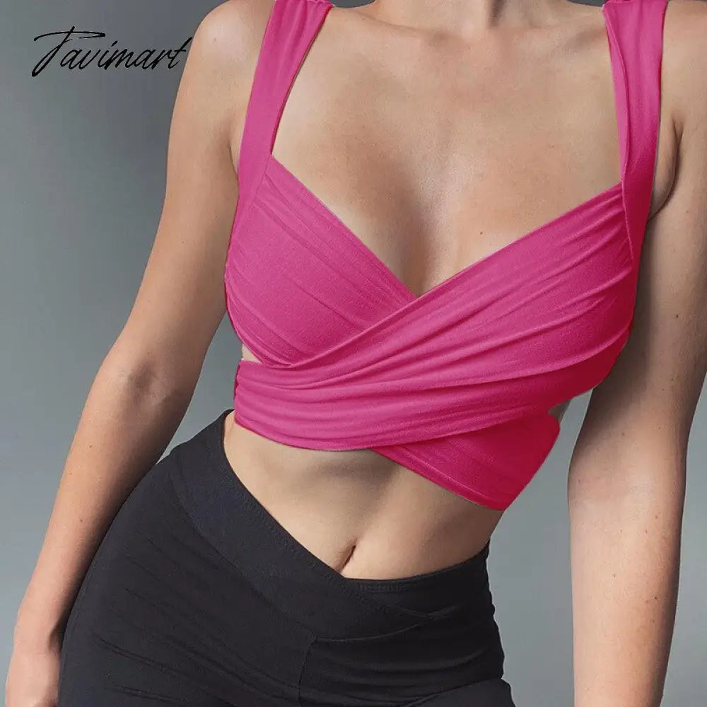 Summer Women Wrap Crop Top Basic Tee Bandage Sling Backless Vest Sexy Fashion For Ladies