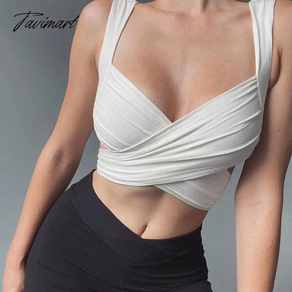Summer Women Wrap Crop Top Basic Tee Bandage Sling Backless Vest Sexy Fashion For Ladies