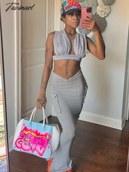 Summer Y2K Skirts Women Elastic High Waisted Bodycon Long Skirts Femme Body-shaping Shiny Streetwear Pockets Bottoms