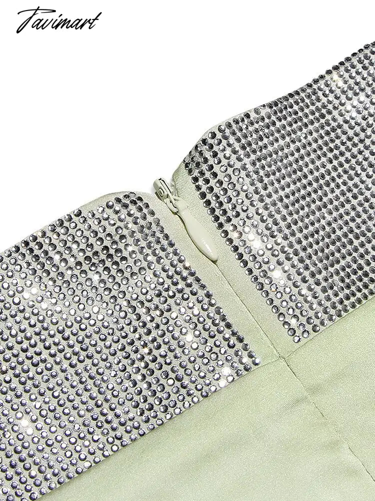 Suninheart Two Piece Sets Womens Outifits Sexy Night Club Party Skirts Matching Suit High Quality Luxury Diamonds Dresses