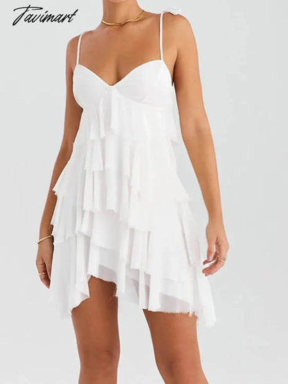 Suspender Dress Design Sense Irregular Short Skirt Spicy Girl White Dress Pure Lust