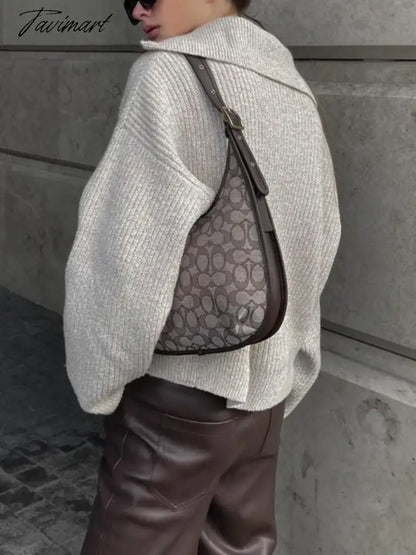 Sweater Women Korean Fashion New Knitted Pullover Autumn Winter Office Lady Long Sleeve Top Jumper Casual Spliced Zippers