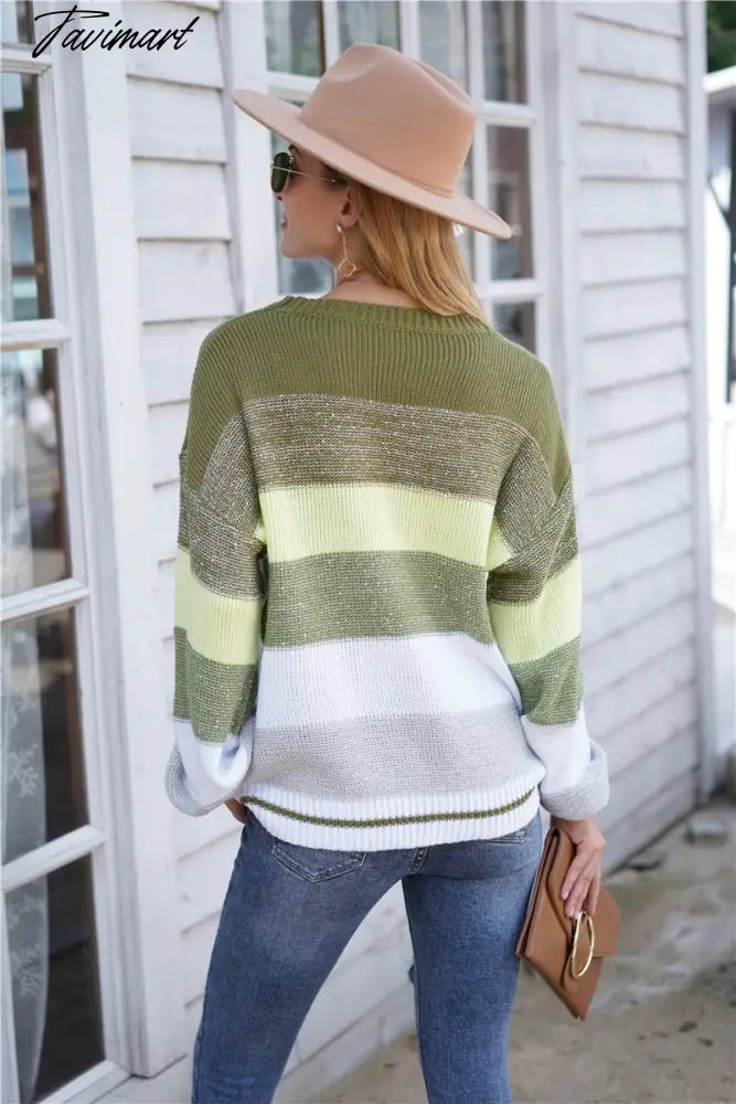 Sweaters for Women Fashion Korean New Autumn Winter Long Sleeve Top Pullovers LOOSE Striped Oversized Sweater O-Neck Jumper