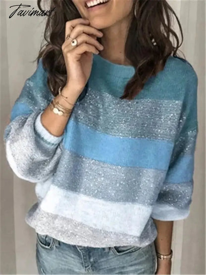 Sweaters for Women Fashion Korean New Autumn Winter Long Sleeve Top Pullovers LOOSE Striped Oversized Sweater O-Neck Jumper