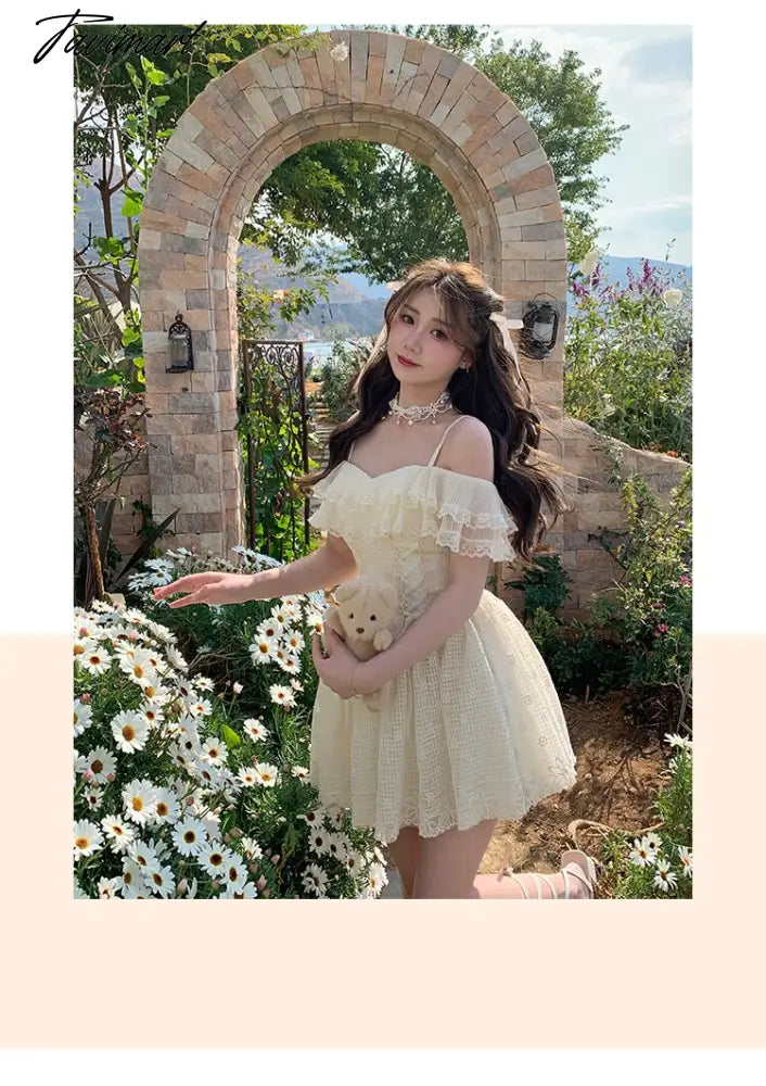 Sweet Strap Dress Lace Short Dress Summer vestidos elegantes para mujer Y2K vestidos de gala vestido curto para festa a noite