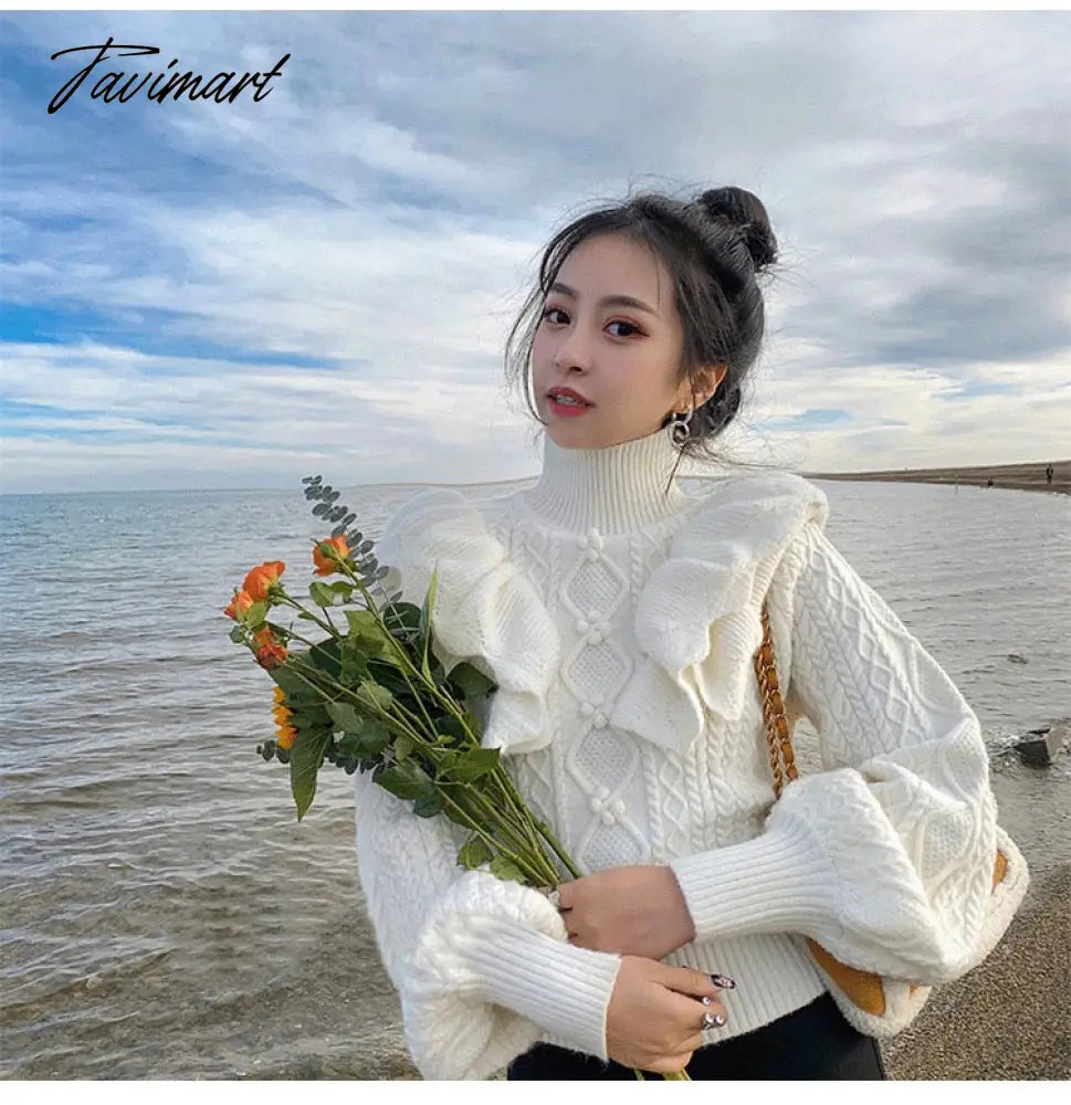 Turtleneck Knit Sweater Women Princess Style Thick Loose Pullover New Autumn Winter Fashion Versatile Knit Top