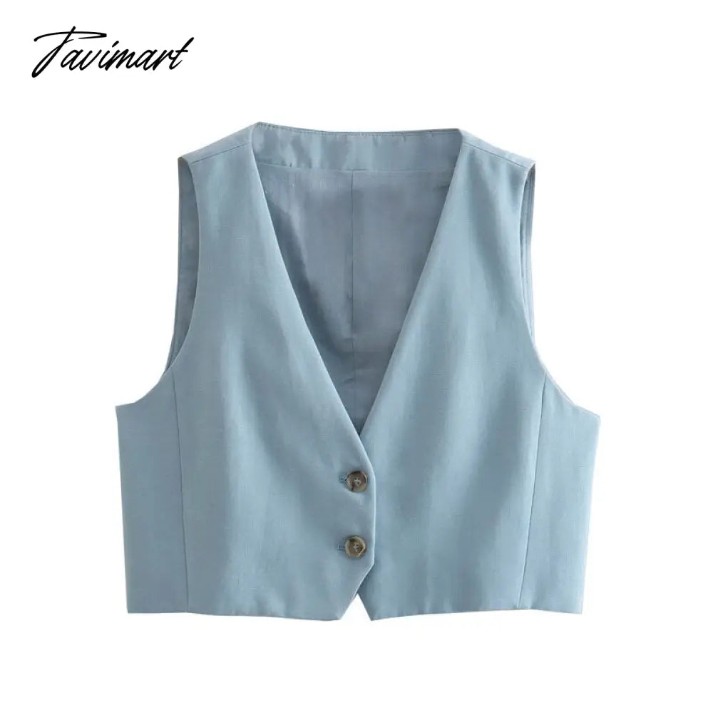 Two Piece Set Women Clothing Cropped Waistcoat And High Waist Full Length Pants Sets Casual Faux Linen Sets Womens Outfits