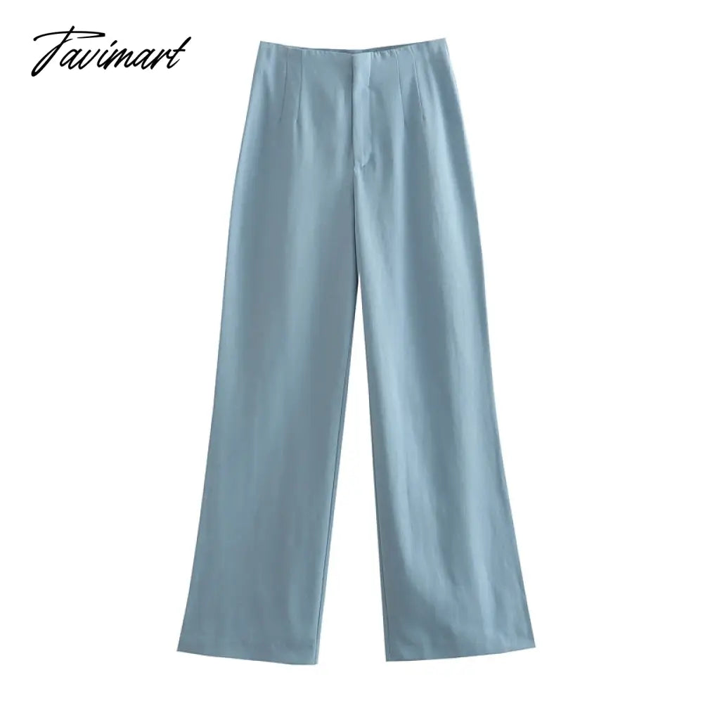 Two Piece Set Women Clothing Cropped Waistcoat And High Waist Full Length Pants Sets Casual Faux Linen Sets Womens Outfits