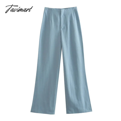 Two Piece Set Women Clothing Cropped Waistcoat And High Waist Full Length Pants Sets Casual Faux Linen Sets Womens Outfits