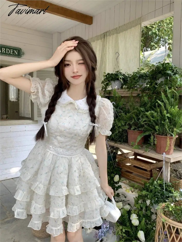 Vestidos De Mujer Summer Woman Dress Sexy Hollow Out Backless Sweet Robe Vestido Femme French Vintage Bandage Lace Dresses