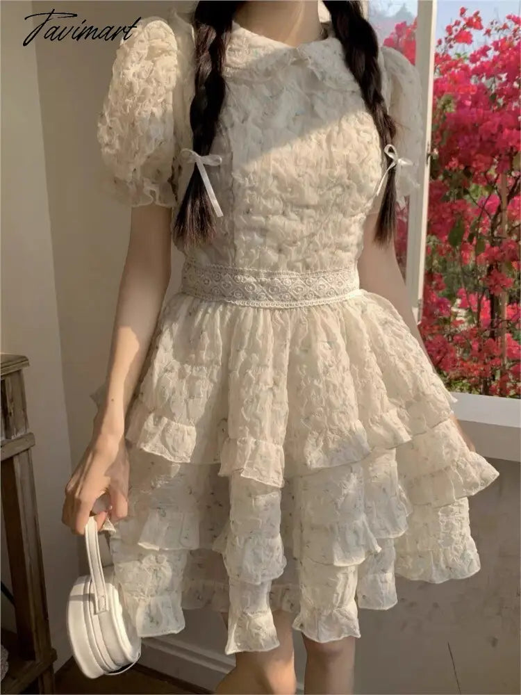 Vestidos De Mujer Summer Woman Dress Sexy Hollow Out Backless Sweet Robe Vestido Femme French Vintage Bandage Lace Dresses