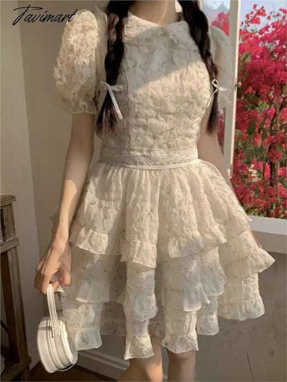 Vestidos De Mujer Summer Woman Dress Sexy Hollow Out Backless Sweet Robe Vestido Femme French Vintage Bandage Lace Dresses