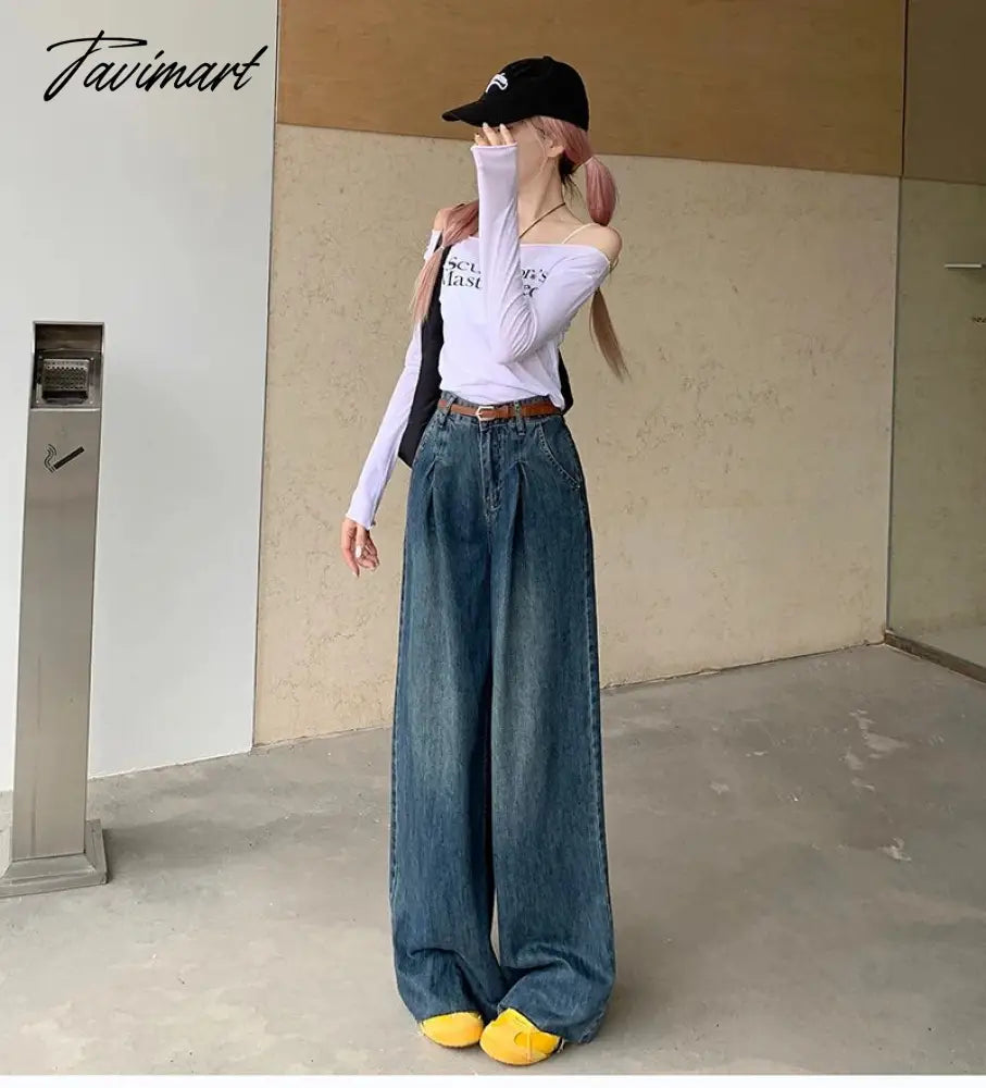 Vintage Baggy Jeans High Waist Wide Leg Vintage Loose Casual Oversize Denim Pants Female Pocket Hip Hop Trousers Streetwear