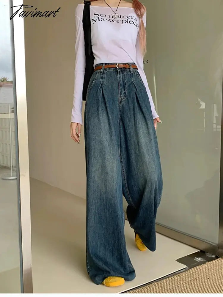 Vintage Baggy Jeans High Waist Wide Leg Vintage Loose Casual Oversize Denim Pants Female Pocket Hip Hop Trousers Streetwear