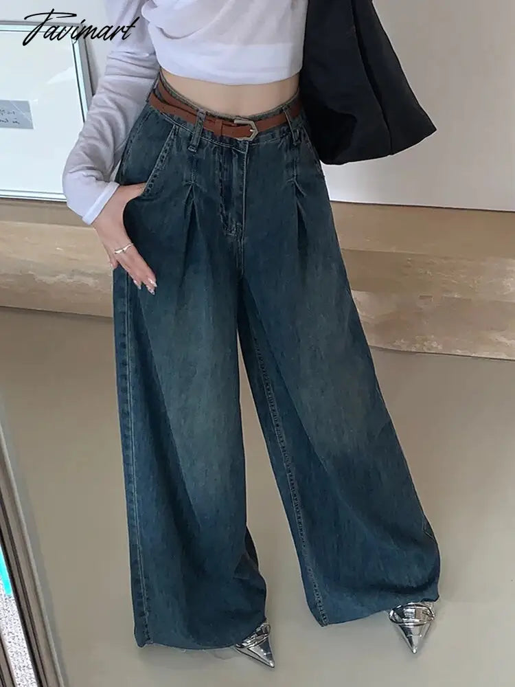Vintage Baggy Jeans High Waist Wide Leg Vintage Loose Casual Oversize Denim Pants Female Pocket Hip Hop Trousers Streetwear