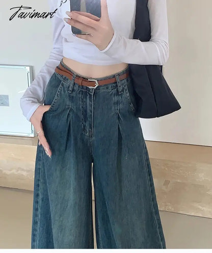 Vintage Baggy Jeans High Waist Wide Leg Vintage Loose Casual Oversize Denim Pants Female Pocket Hip Hop Trousers Streetwear