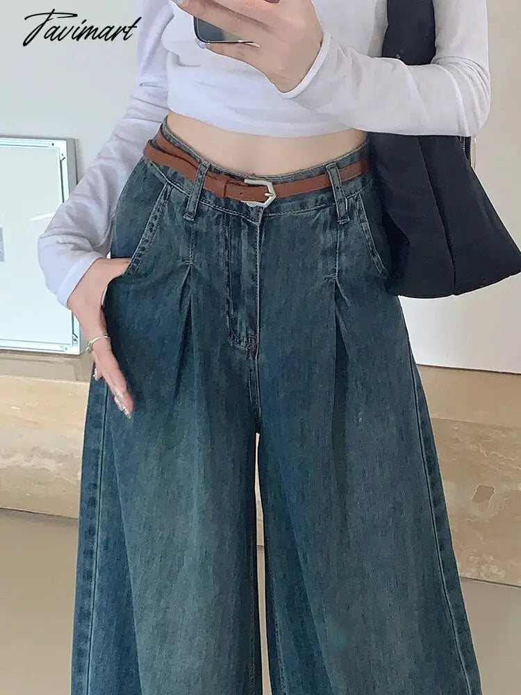 Vintage Baggy Jeans High Waist Wide Leg Vintage Loose Casual Oversize Denim Pants Female Pocket Hip Hop Trousers Streetwear