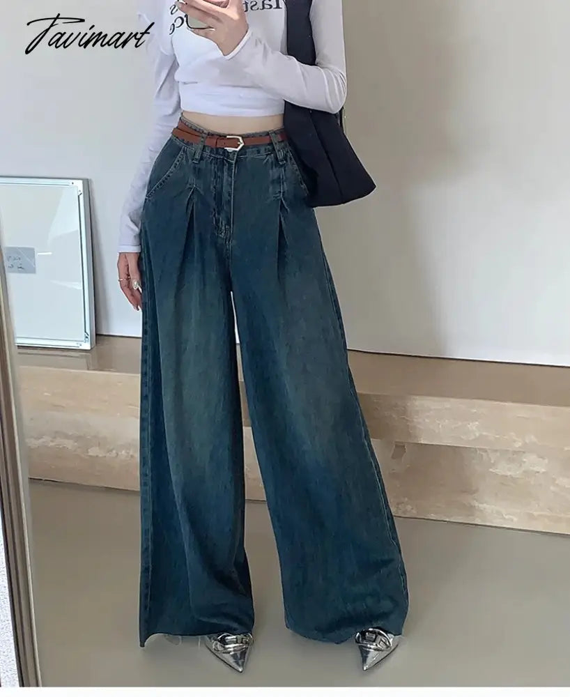 Vintage Baggy Jeans High Waist Wide Leg Vintage Loose Casual Oversize Denim Pants Female Pocket Hip Hop Trousers Streetwear