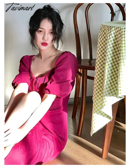 Vintage Evening Party Midi Dresses Ladies Solid Korean Fashion Elegant Split Dress Hepburn Summer Casual Clothes for Women