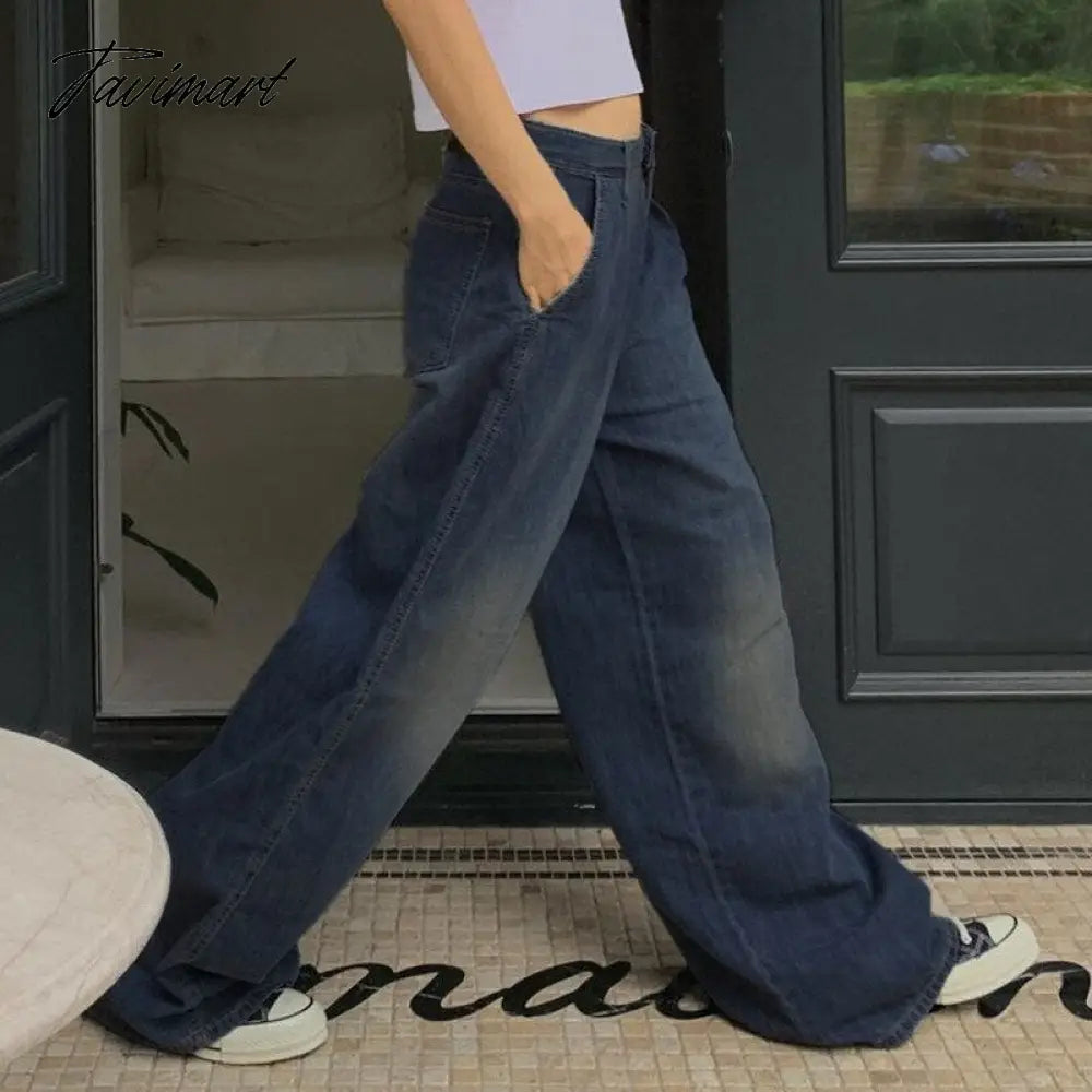 Vintage Fashion Baggy Jeans Trousers Women Streetwear Wide Leg Jeans Female Pants Casual Denim Straight Trousers Pantalon Mujer