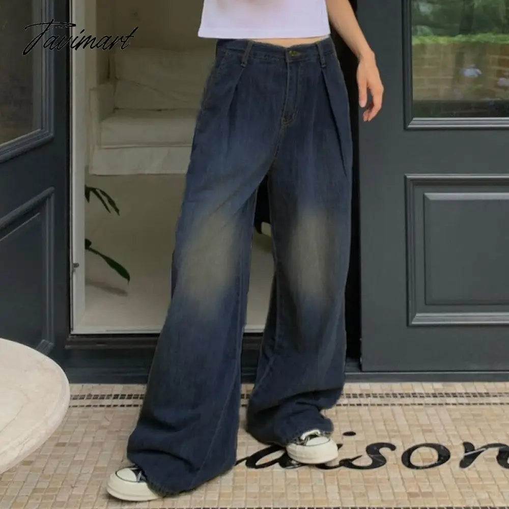 Vintage Fashion Baggy Jeans Trousers Women Streetwear Wide Leg Jeans Female Pants Casual Denim Straight Trousers Pantalon Mujer