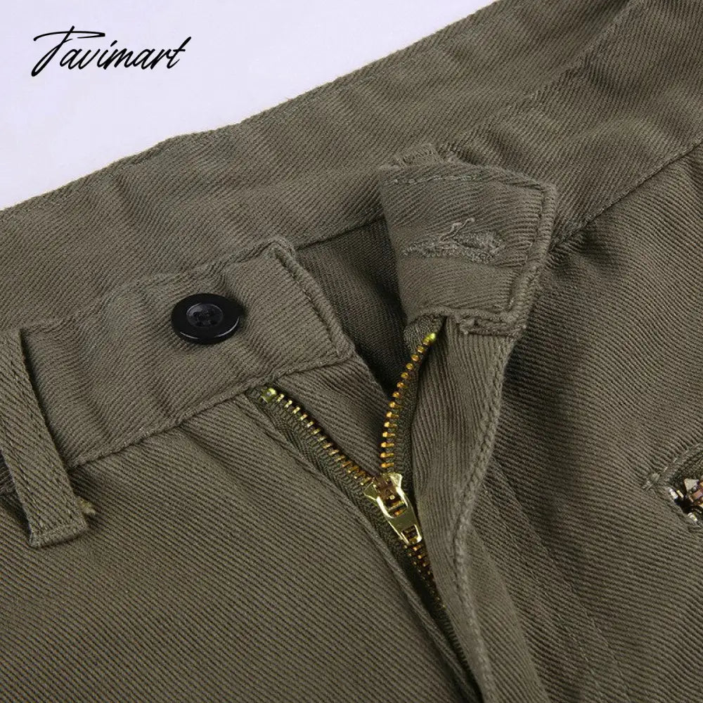 Vintage Green Cargo Pants Jeans Slim Drawstring Lace Pockets Casual Retro Fall High Waist Clothes Women