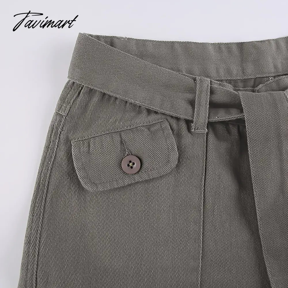 Vintage Hippie American Street Style Gray Cargo Pants Women Fashion Jeans Black Casual Trousers Sexy Low Waist Baggy Pants