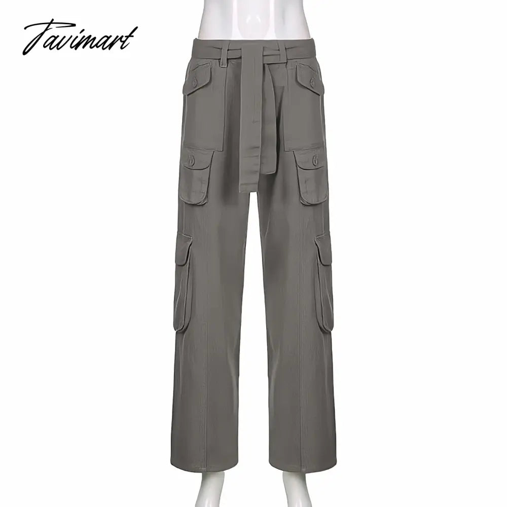 Vintage Hippie American Street Style Gray Cargo Pants Women Fashion Jeans Black Casual Trousers Sexy Low Waist Baggy Pants