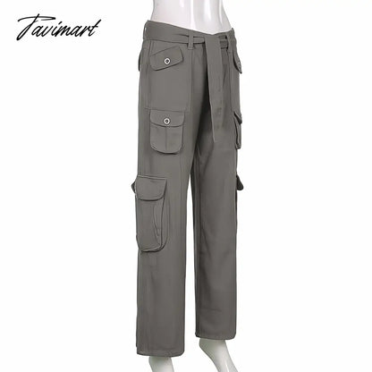 Vintage Hippie American Street Style Gray Cargo Pants Women Fashion Jeans Black Casual Trousers Sexy Low Waist Baggy Pants