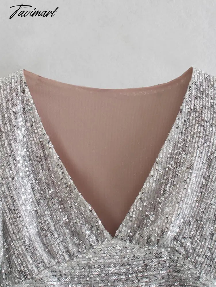 Vneck Blusas Long Sleeve Short Shirt Women Blouse Ins Fashion Blogger England Style Sequins Party Blouse Women And Tops