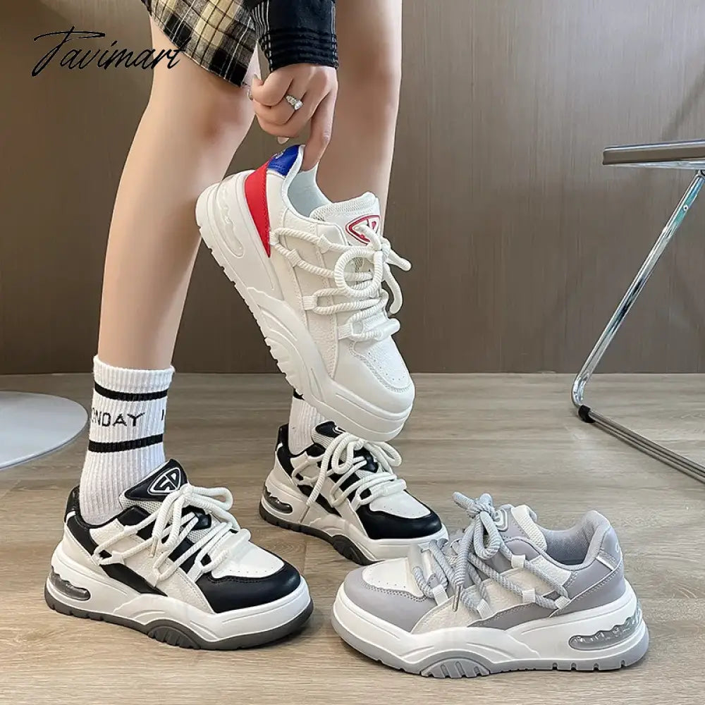 White Casual Women Sneakers All-match Korean Fashion Platform Athletic Shoes Round Toe Sport Comfortable Vulcanized Shoes