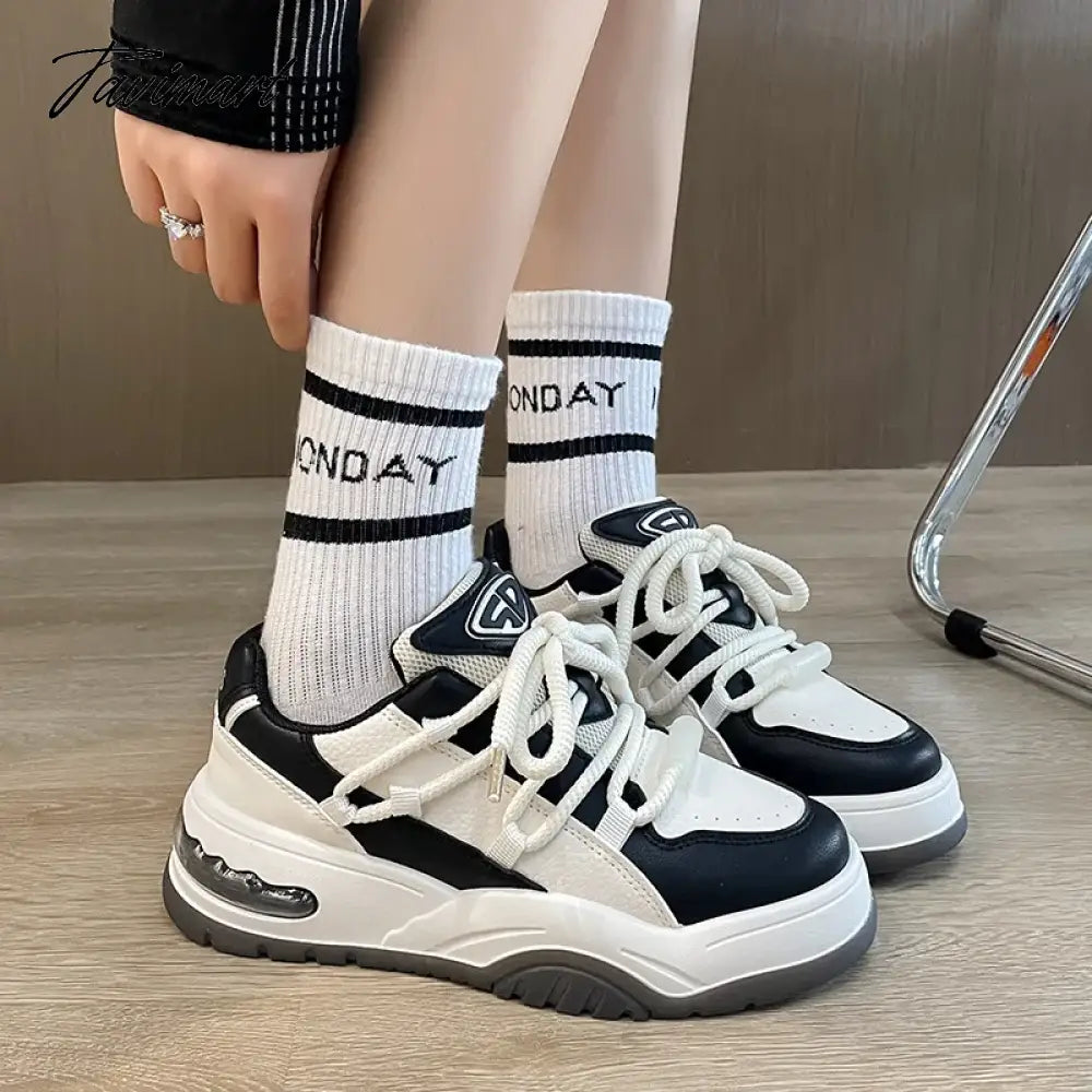 White Casual Women Sneakers All-match Korean Fashion Platform Athletic Shoes Round Toe Sport Comfortable Vulcanized Shoes