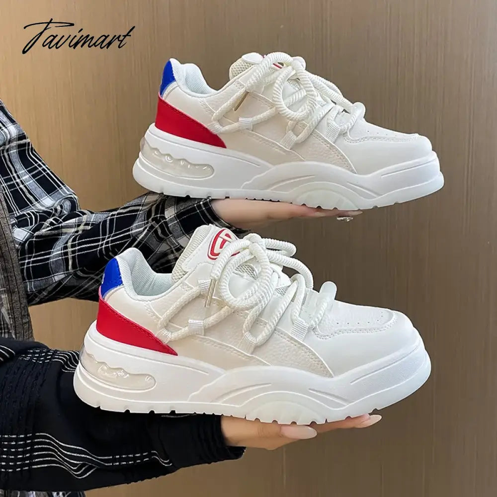 White Casual Women Sneakers All-match Korean Fashion Platform Athletic Shoes Round Toe Sport Comfortable Vulcanized Shoes