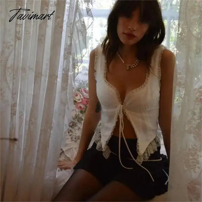White lace crop tops women Summer y2k clothes white lace tank top for women cute tops elegant corset top lace korean streetwear