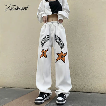 White New Jeans Women Y2k Baggy Hippie Pants Boyfriend Style Vintage High Waist Versatile Straight Leg Mopping Casual Trousers