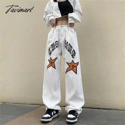 White New Jeans Women Y2k Baggy Hippie Pants Boyfriend Style Vintage High Waist Versatile Straight Leg Mopping Casual Trousers