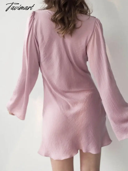 White Party Dress a Line Sexy Lace Up Fashion Elegant Female Clothing Long Sleeve v Neck Solid Color Summer New Arrivals