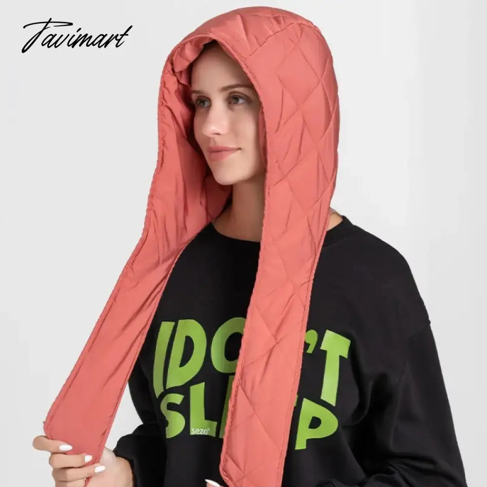 Winter Warm Hats Balaclava For Women Men Fashion Design Quilted Headscarf Puffer Scarf Lightweight Portable Windproof Scarf Hat