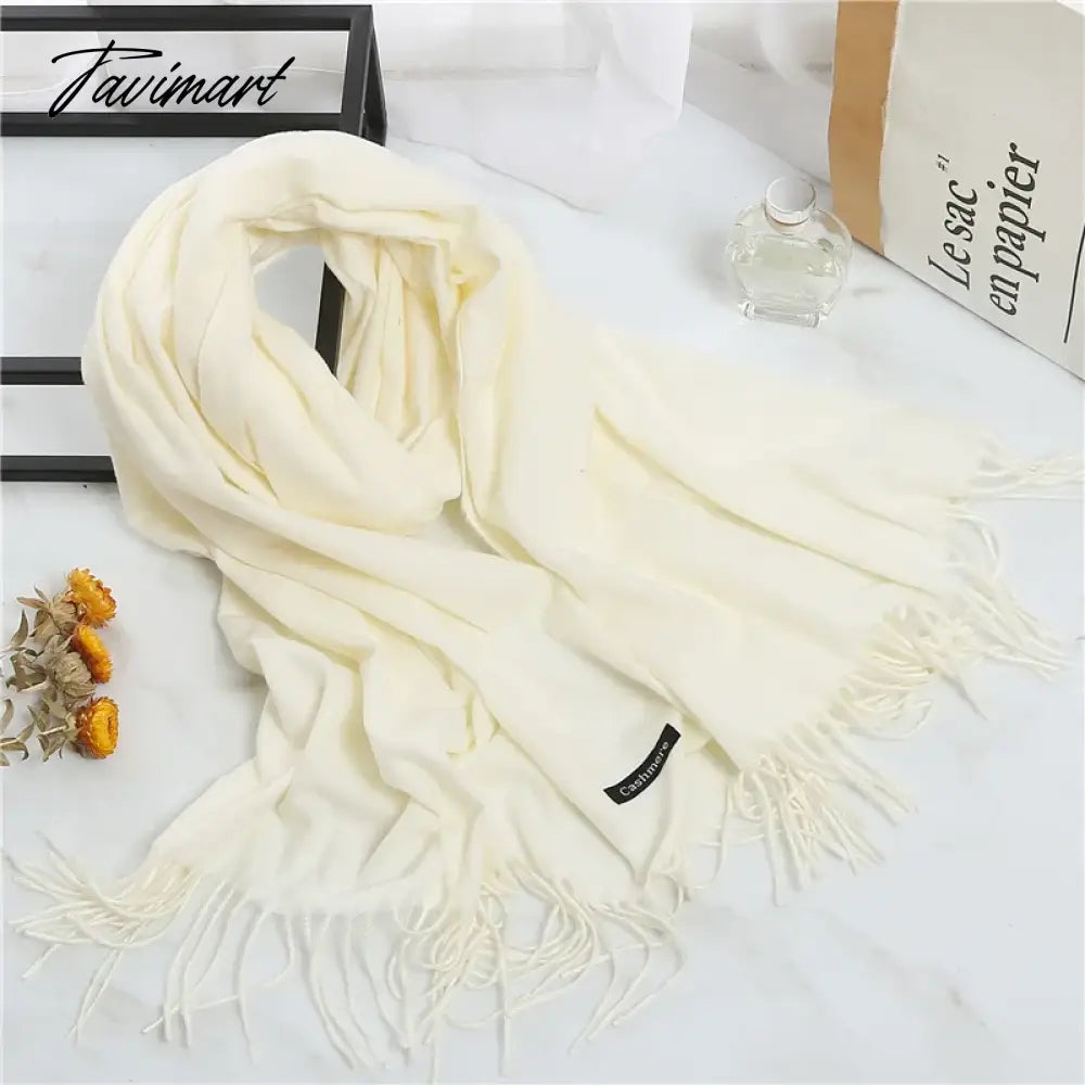 Winter Women Cashmere Scarves Solid Color Lady Thicken Warm Pashmina Shawl Tassel Scarves Versatile Fashion Female Long Scarves