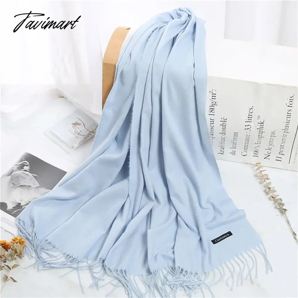 Winter Women Cashmere Scarves Solid Color Lady Thicken Warm Pashmina Shawl Tassel Scarves Versatile Fashion Female Long Scarves