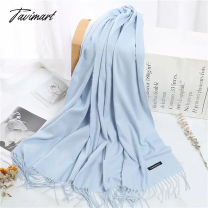 Winter Women Cashmere Scarves Solid Color Lady Thicken Warm Pashmina Shawl Tassel Scarves Versatile Fashion Female Long Scarves