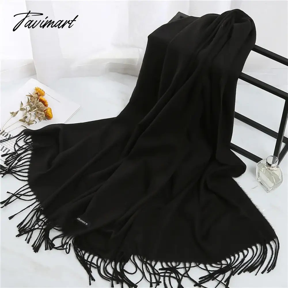 Winter Women Cashmere Scarves Solid Color Lady Thicken Warm Pashmina Shawl Tassel Scarves Versatile Fashion Female Long Scarves
