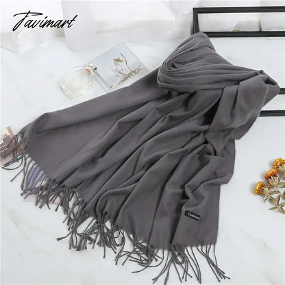 Winter Women Cashmere Scarves Solid Color Lady Thicken Warm Pashmina Shawl Tassel Scarves Versatile Fashion Female Long Scarves