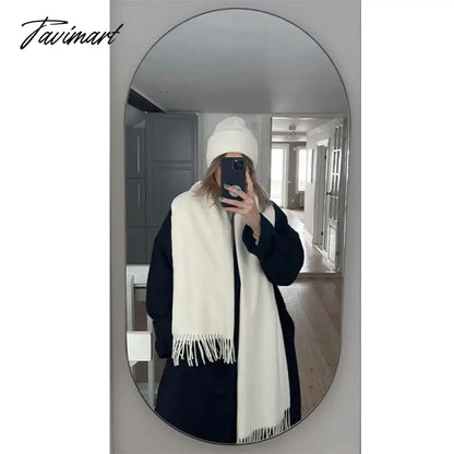 Winter Women Cashmere Scarves Solid Color Lady Thicken Warm Pashmina Shawl Tassel Scarves Versatile Fashion Female Long Scarves