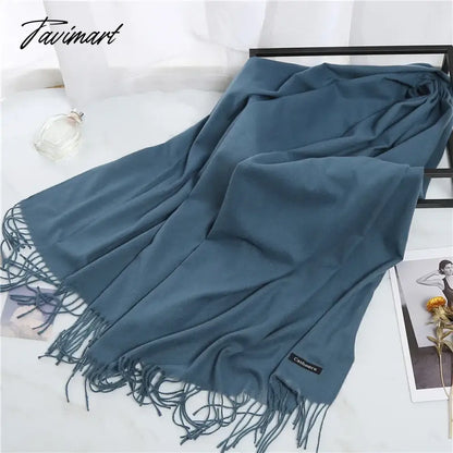 Winter Women Cashmere Scarves Solid Color Lady Thicken Warm Pashmina Shawl Tassel Scarves Versatile Fashion Female Long Scarves