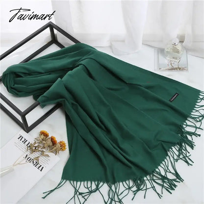 Winter Women Cashmere Scarves Solid Color Lady Thicken Warm Pashmina Shawl Tassel Scarves Versatile Fashion Female Long Scarves