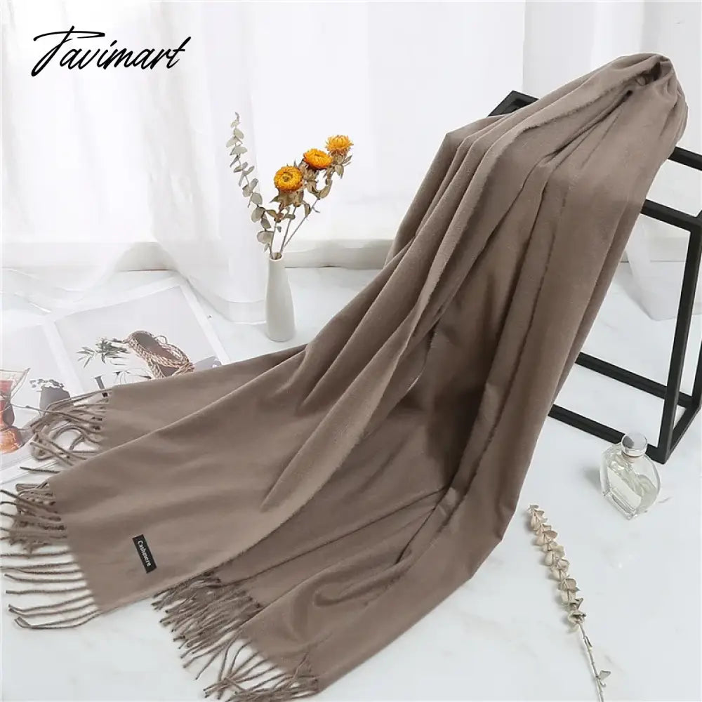 Winter Women Cashmere Scarves Solid Color Lady Thicken Warm Pashmina Shawl Tassel Scarves Versatile Fashion Female Long Scarves